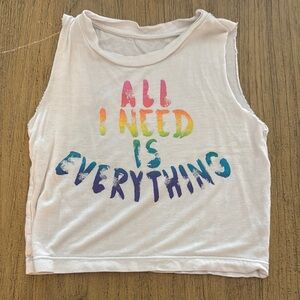 White and Blue Tank Top with Colorful Print